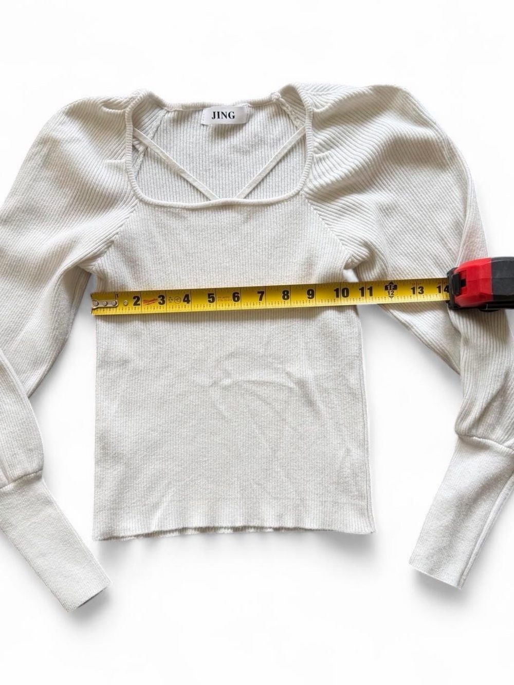 Cream Ribbed Square-Neck Sweater‎ - Picture 3 of 4